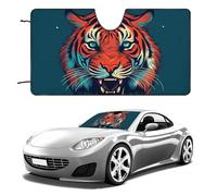 Funny Big Red Tiger Car Windshield Sun Shade, Reflector Car Sun Visor, Foldable Front Window Sunshade Cover, Heat Insulation, Blocks UV Rays, Keeps Vehicle Cool, for SUV Truck(51"x28")