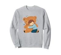 Funny big Teddy Bear with Child Sweatshirt, Adult Unisex, Heather Grey, Small