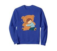 Funny big Teddy Bear with Child Sweatshirt, Adult Unisex, Royal Blue, Small