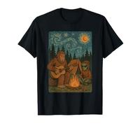 Funny Bigfoot Alien Camping Starry Night Outdoor Sasquatch T-Shirt