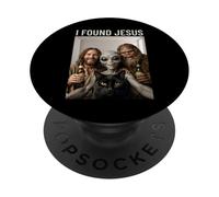 Funny Bigfoot Alien Jesus Rock On Hand Sign UFO Selfie PopSockets Adhesive PopGrip