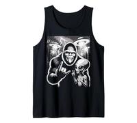 Funny Bigfoot & Alien Sasquatch Rock On Hand Sign UFO Selfie Tank Top