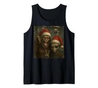 Funny Bigfoot & Alien Sasquatch Rock On Ufo Selfie Christmas Tank Top
