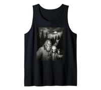 Funny Bigfoot & Alien Selfie Rock n Roll Sign Sasquatch UFO Tank Top