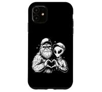 Funny Bigfoot and Alien Making an Heart with the Love Sign Case for iPhone 11