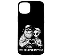 Funny Bigfoot and Alien Making an Heart with the Love Sign Case for iPhone 15 Plus