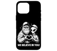 Funny Bigfoot and Alien Making an Heart with the Love Sign Case for iPhone 16 Pro Max