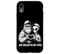 Funny Bigfoot and Alien Making an Heart with the Love Sign Case for iPhone XR