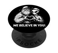 Funny Bigfoot and Alien Making an Heart with the Love Sign PopSockets Adhesive PopGrip