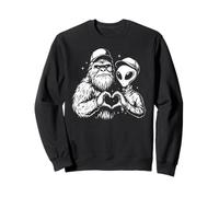 Funny Bigfoot and Alien Making an Heart with the Love Sign Sweatshirt