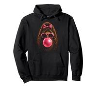Funny Bigfoot Bubble Gum Pink Bow Sunglasses Women Girls Pullover Hoodie