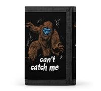 Funny Bigfoot Can't Catch Me Funny Trifold Wallet RFID Blocking Front Pocket Wallets with ID Window Gifts for Men Women