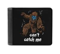 Funny Bigfoot Can't Catch Me Men's Wallet Bifold RFID Blocking Wallet Slim Billfold Pocket with Card Holders for Women