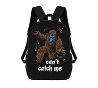 Funny Bigfoot Can't Catch Me Printed 17 Inch Daypack Unisex Shoulder Backpacks Travel Laptop Backpack for Women Men