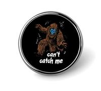 Funny Bigfoot Can't Catch Me Round Brooch Pin Lapel Pins Tie Suit Dress Accessories Wedding Birthday for Men Women