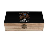 Funny Bigfoot Can't Catch Me Wooden Storage Box Decorative Keepsake Boxes Jewelry Organizer Gifts with Hinged Lid