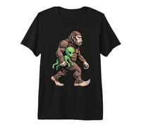 Funny Bigfoot Carrying Alien Sasquatch UFO Cryptid Premium T-Shirt