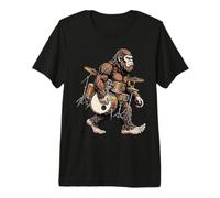 Funny Bigfoot Carrying Drum Set Sasquatch Drummer Musician Premium T-Shirt