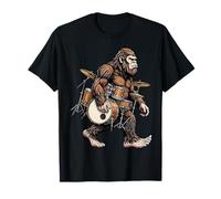 Funny Bigfoot Carrying Drum Set Sasquatch Drummer Musician T-Shirt