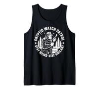 Funny Bigfoot Cryptid Hunter Graphic Stay Weird Design Tank Top