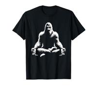 Funny Bigfoot Designs Bigfoot Yoga Pose Sasquatch Meditation Unisex Adult Yoga T-Shirt Black S Short Sleeve