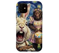 Funny Bigfoot Easter Bunny Selfie Painting Art Men Women Case for iPhone 11