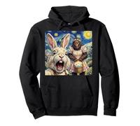 Funny Bigfoot Easter Bunny Selfie Painting Art Men Women Pullover Hoodie