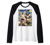 Funny Bigfoot Easter Bunny Selfie Painting Art Men Women Raglan Baseball Tee