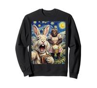 Funny Bigfoot Easter Bunny Selfie Painting Art Men Women Sweatshirt