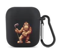 Funny Bigfoot Golf Bluetooth Headset Cover Earbuds Case TPU Headphone Protective Compatible with Airpods 1/2 Black-Color