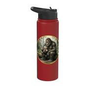 Funny Bigfoot Gorilla Sasquatch Drinking Iced Coffee Chill Stainless Steel Insulated Water Bottle