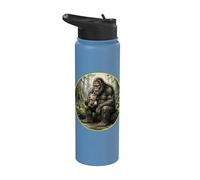 Funny Bigfoot Gorilla Sasquatch Drinking Iced Coffee Chill Stainless Steel Insulated Water Bottle