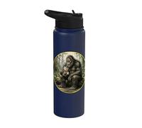 Funny Bigfoot Gorilla Sasquatch Drinking Iced Coffee Chill Stainless Steel Insulated Water Bottle