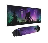 Funny Bigfoot Green Forest Galaxy Purple UFO Mouse Pad XL Extended Desk Mat, Non Slip Rubber Base Stitched Edge Gaming Pc Desktop Large Mice Pad,31.5 X 11.8 Inch