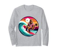 Funny Bigfoot Hawaiian Surfing wave Tropical Beach Surfer Long Sleeve T-Shirt