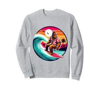 Funny Bigfoot Hawaiian Surfing wave Tropical Beach Surfer Sweatshirt