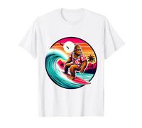Funny Bigfoot Hawaiian Surfing wave Tropical Beach Surfer T-Shirt
