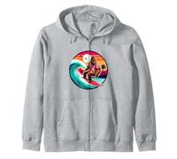Funny Bigfoot Hawaiian Surfing wave Tropical Beach Surfer Zip Hoodie