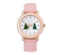 Funny Bigfoot in Forest Womens Elegant Watch Analogue Quartz Watch Leather Band Wristwatch