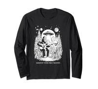Funny bigfoot playing guitar alien Groovin' the Unknown UFO Long Sleeve T-Shirt