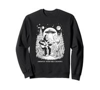 Funny bigfoot playing guitar alien Groovin' the Unknown UFO Sweatshirt
