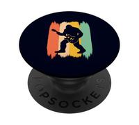 Funny Bigfoot Playing Guitar Retro Sasquatch Rock and Roll PopSockets Adhesive PopGrip