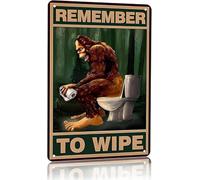 Funny Bigfoot Remember to Wipe Tin Sign Vintage Bathroom Toilet Wall Decor 6x8 Inch