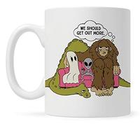 Funny Bigfoot Sasquatch Alien Ghost Nessie Loch Ness Monster Coffee Mug, Paranormal Cryptid Cryptozoology Gift, Sci Fi Tea Cup 11 OZ, White