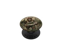 Funny Bigfoot Sasquatch Bass Fishing River Retro Vintage PopSockets Adhesive PopGrip
