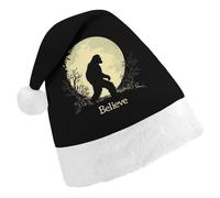 Funny Bigfoot Sasquatch Full Moon Christmas Hats Patterned Santa Hat New Year Festive Holiday Party Supplies Adult