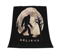 Funny Bigfoot Sasquatch Full Moon Fleece Throw Blanket Super Soft Flannel Cozy Washable Lightweight Fuzzy Blanket for Couch Sofa Bed Office Travel Camping Warm Plush Blankets for All Season (50"x40")