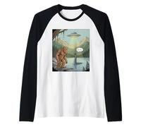 Funny Bigfoot Sasquatch Loch Ness Monster UFO Alien Raglan Baseball Tee
