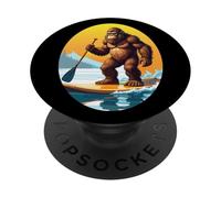 Funny Bigfoot Sasquatch Paddleboarding Sunset Outdoor PopSockets Adhesive PopGrip