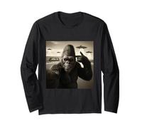 Funny Bigfoot Selfie Adventure UFOs UAP Encounter Area 51 Long Sleeve T-Shirt